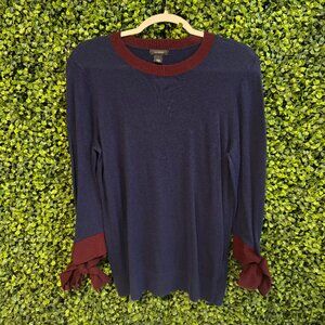 maroon and blue sweater